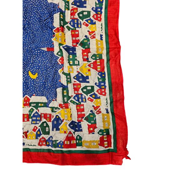 Vintage 1988 Ginnie Johansen Christmas Scarf Holiday Santa Claus 27 x 27 Japan - Picture 3 of 3